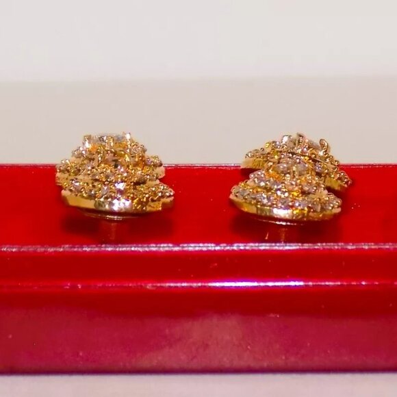 Lot of 3 Pairs NIC Saloni 23.5K Gold Plated Crystal Studded & Doll Top Earrings - Picture 3 of 12